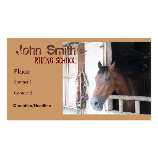 Riding school business card (front side)