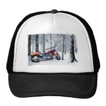 Riding Through Woods on a Snowy Day Trucker Hats