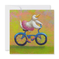 Riding to the Recital - fun ballet bird bike art invitations