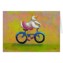 Riding to the Recital - fun happy bicycling bird cards
