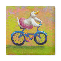 Riding to the Recital - fun happy bicycling bird magnets