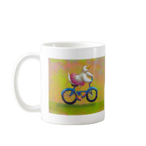 Riding to the Recital - fun happy bicycling bird mugs