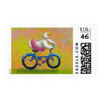 Riding to the Recital - fun happy bicycling bird stamps