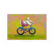 Riding to the Recital - fun happy bicycling bird posters