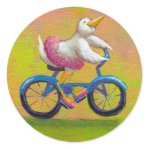 Riding to the Recital - fun happy bicycling bird stickers