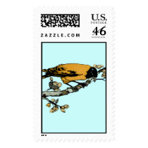 Rielaboration of Yellow Vintage Bird Illustration Stamp