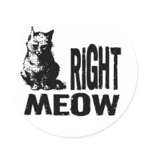Right MEOW! Funny Evil Kitty Round Stickers