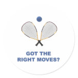 Right Moves Racquetball Round Stickers