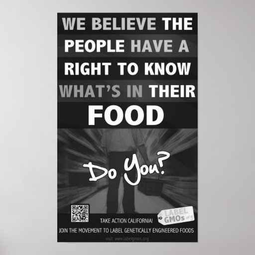 Right to Know Poster B/W - 11x18" - LabelGMOs.org