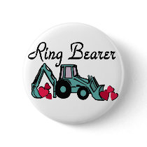 Ring Bearer Backhoe Pinback Buttons