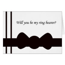 Ring Bearer Wedding Invitation Black Bow tie Card