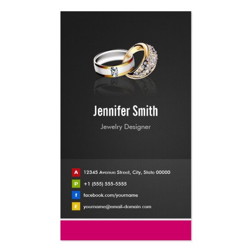 Ring Design Jeweler Jeweller Jewelry Jewellery Business Card Template (front side)