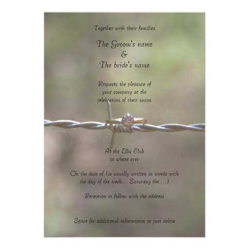 Ring on Barbed Wire Wedding Invitation
