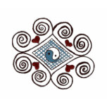 Ringer tee with ying yang design
