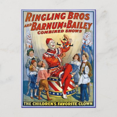 Ringling Brothers & Barnum & Bailey Vintage Clown Post Cards