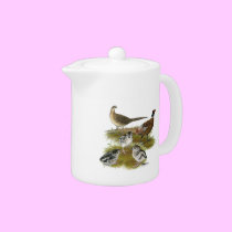 Ringneck Pheasant Family teapots