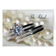 Rings and Pearls Engagement Announcement Card
