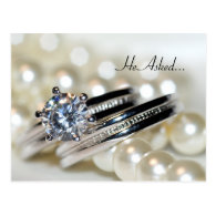 Rings and Pearls Engagement Announcement Postcard