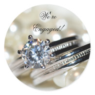 Rings and Pearls Engagement Envelope Seals Round Sticker