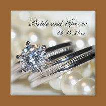 Rings and Pearls Save the Date Wedding magnets