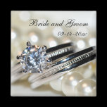 Rings and Pearls Save the Date Wedding Magnet