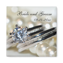 Rings and Pearls Save the Date Wedding magnets by loraseverson Rings and Pearls Save the Date Wedding magnets