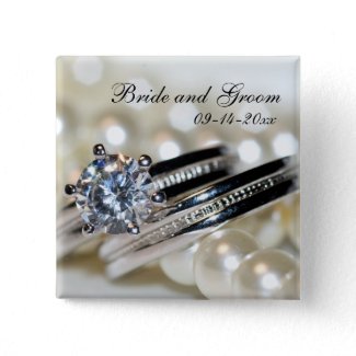 Rings and Pearls Wedding Button