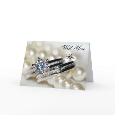 Rings and Pearls Will You Be My Bridesmaid Card