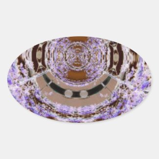 Rings of Purple Willows Abstract Art Oval Stickers