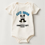 This adorable little panda is too cute! He's getting ready to do a gymnastics routine on the rings. This cute design is perfect for gymnasts and gymnastics fans.