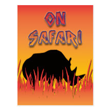 Rinoceronte en las postales del safari