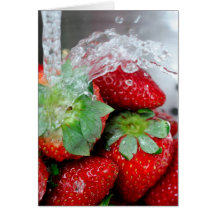 Rinsing Strawberry With Water Greeting Card