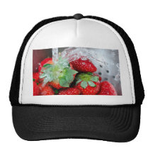 Rinsing Strawberry With Water Mesh Hats