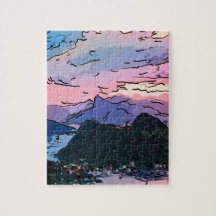 Rio de Janeiro at dusk drawing Puzzles