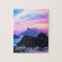Rio de Janeiro at dusk pastel Jigsaw Puzzles