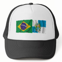 Rio de Janeiro & Brazil Waving Flags Mesh Hat