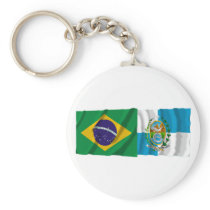 Rio de Janeiro & Brazil Waving Flags Keychains