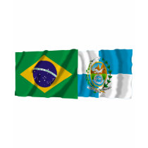 Rio de Janeiro & Brazil Waving Flags t-shirts