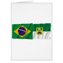 Rio Grande do Norte & Brazil Waving Flags Greeting Card