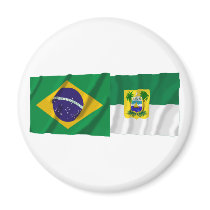 Rio Grande do Norte & Brazil Waving Flags Fridge Magnets