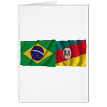 Rio Grande do Sul & Brazil Waving Flags cards
