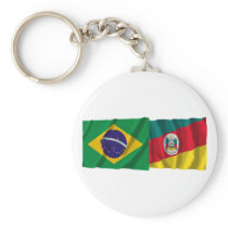 Rio Grande do Sul & Brazil Waving Flags Keychains