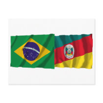 Rio Grande do Sul & Brazil Waving Flags postcards by Vexillophile Rio Grande do Sul & Brazil Waving Flags postcards