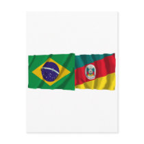 Rio Grande do Sul & Brazil Waving Flags Postcards