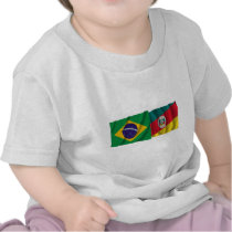 Rio Grande do Sul & Brazil Waving Flags T Shirts