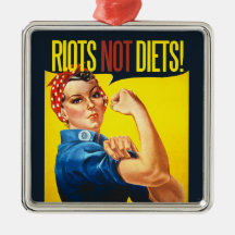 Riots not Diets - vintage feminism Christmas Ornaments