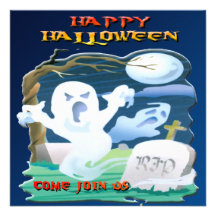 RIP Ghosts Halloween Invitation