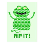 Rip It! Vector Crochet Frog (Green Background) Post Card