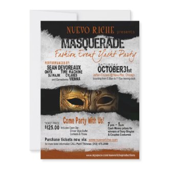 Ripped Grunge Masquerade Fashion Show Yacht Party invitation