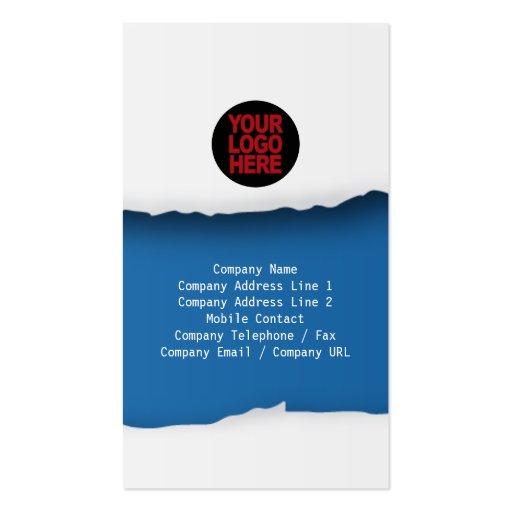 Ripped Paper Blue Business Card (back side)